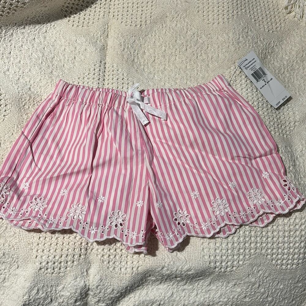 ralph Lauren 5 pink white stripe elastic waste lined short eyler hemline nwt
